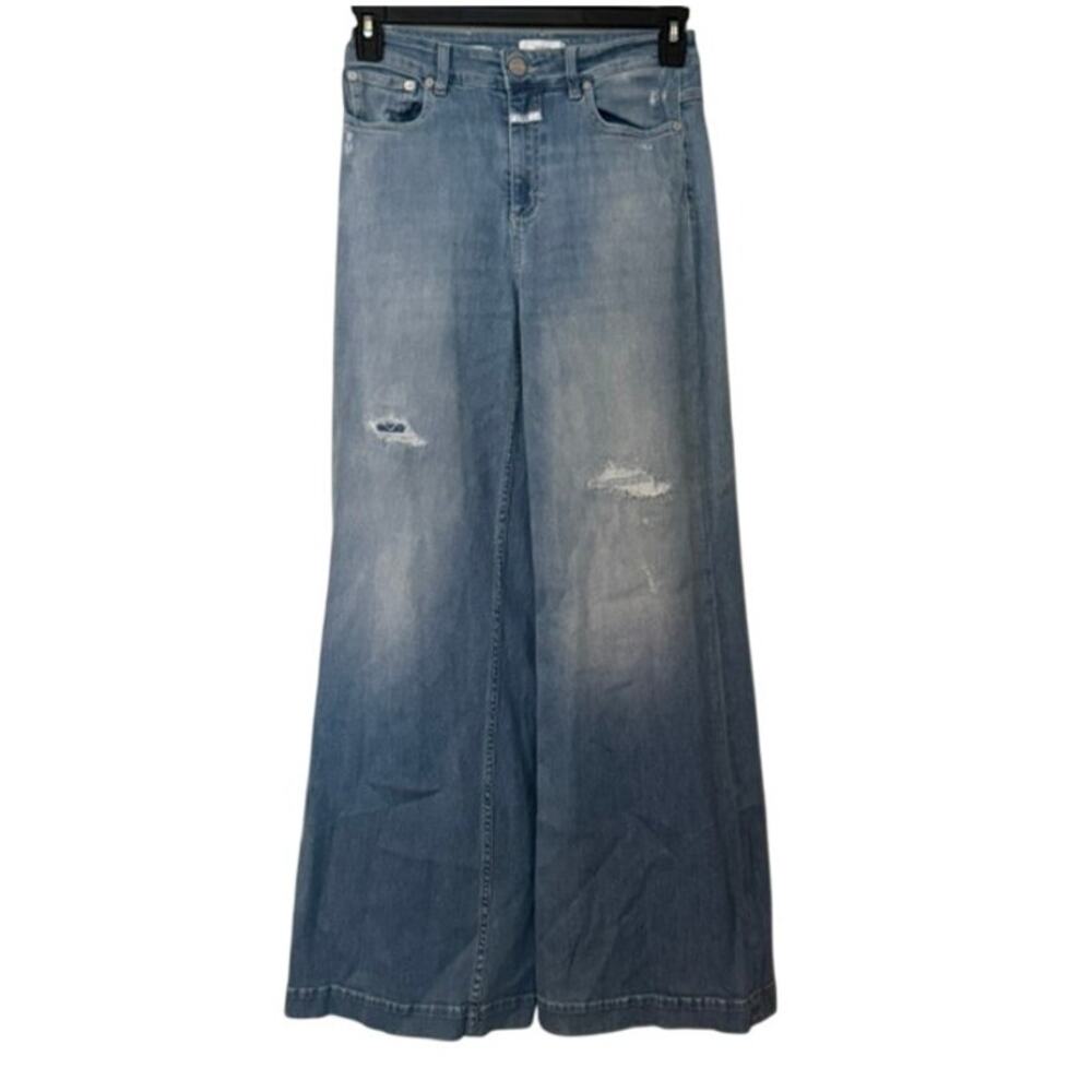 Closed Glow Up Wide Leg High Waisted Supper Soft Cotton Distressed Jeans 27 - Picture 15 of 16